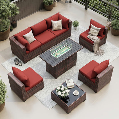 UDPATIO Patio Furniture Sets, Modular Rattan Outdoor Patio Sectional Furniture Sofa Set, Wicker Patio Conversation Set for Backyard,5PCS