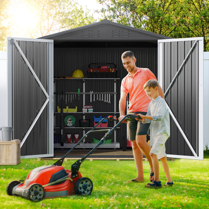 Dextrus 6x4 FT Outdoor Storage Shed, Large Metal Tool Sheds, Heavy Duty Storage House with Lockable Doors & Air Vent for Backyard Patio Lawn
