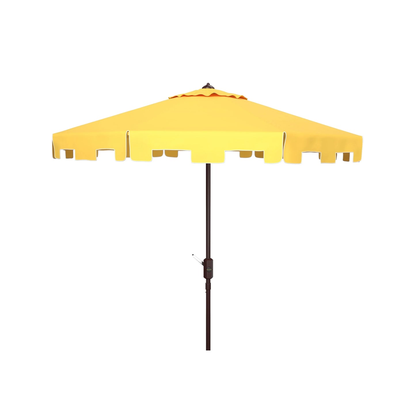 SAFAVIEH Zimmerman 11' Market Crank Round Patio Umbrella, Baby Blue/White