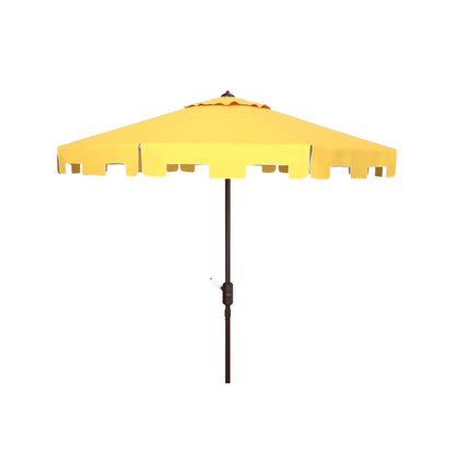 SAFAVIEH Zimmerman 11' Market Crank Round Patio Umbrella, Baby Blue/White