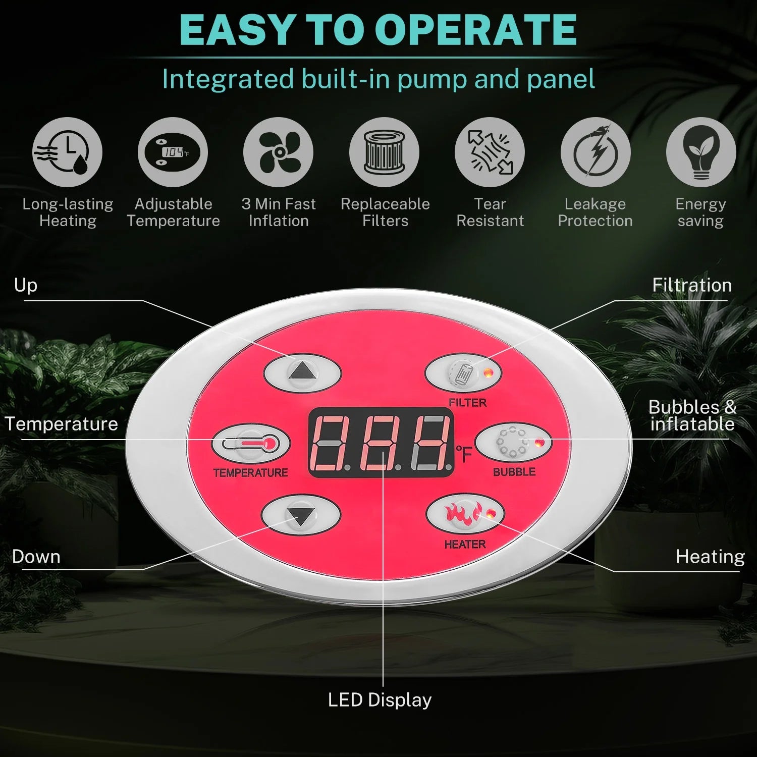 6-8 Person Portable Hot Tub, 82in Inflatable Home Spa Tub with Cup Holders, 4 Filters, 130 Massage Jets, Patio Hot Tub with Storage Bag Lockable Cover Floor Mat, Max 104° F