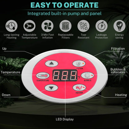 6-8 Person Portable Hot Tub, 82in Inflatable Home Spa Tub with Cup Holders, 4 Filters, 130 Massage Jets, Patio Hot Tub with Storage Bag Lockable Cover Floor Mat, Max 104° F
