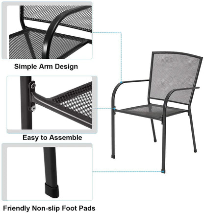 AECOJOY 5-Piece Patio Metal Dining Set with Round Table Dark Gray 4-Persons