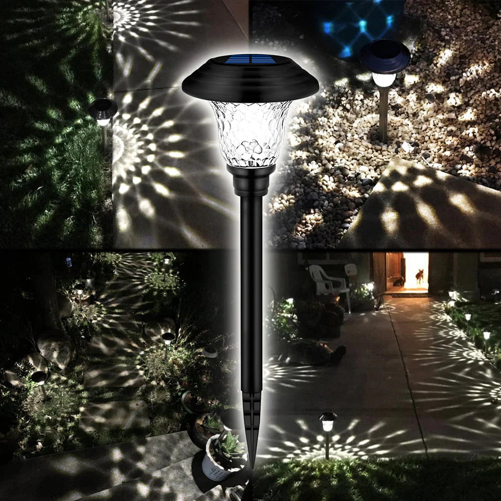 Outdoor Solar Pathway Lights 4 Pack Solar Lights for Yard Garden Decor Waterproof Glass Stainless Steel Auto-on/off Solar Landscape Lights for Lawn, Patio, Yard, Garden, Pathway, Driveway
