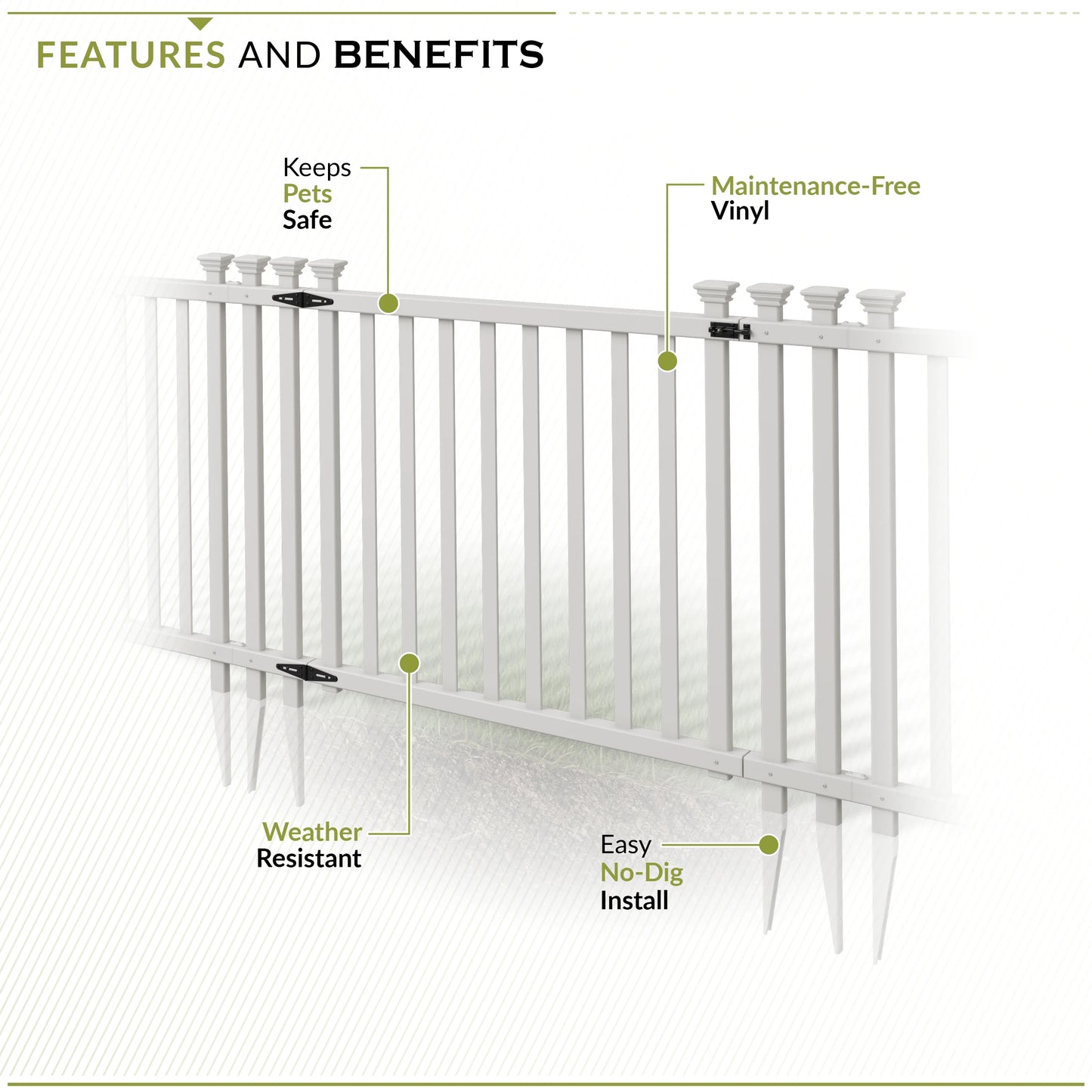 36in H x 51in W (1 Gate) No Dig Zippity Baskenridge Gate Kit, White Vinyl Picket Fence Gate Kit for Baskenridge Fence Panels, Gate for Backyard, Patio, Outdoor, & Garden Fence, ZP19038
