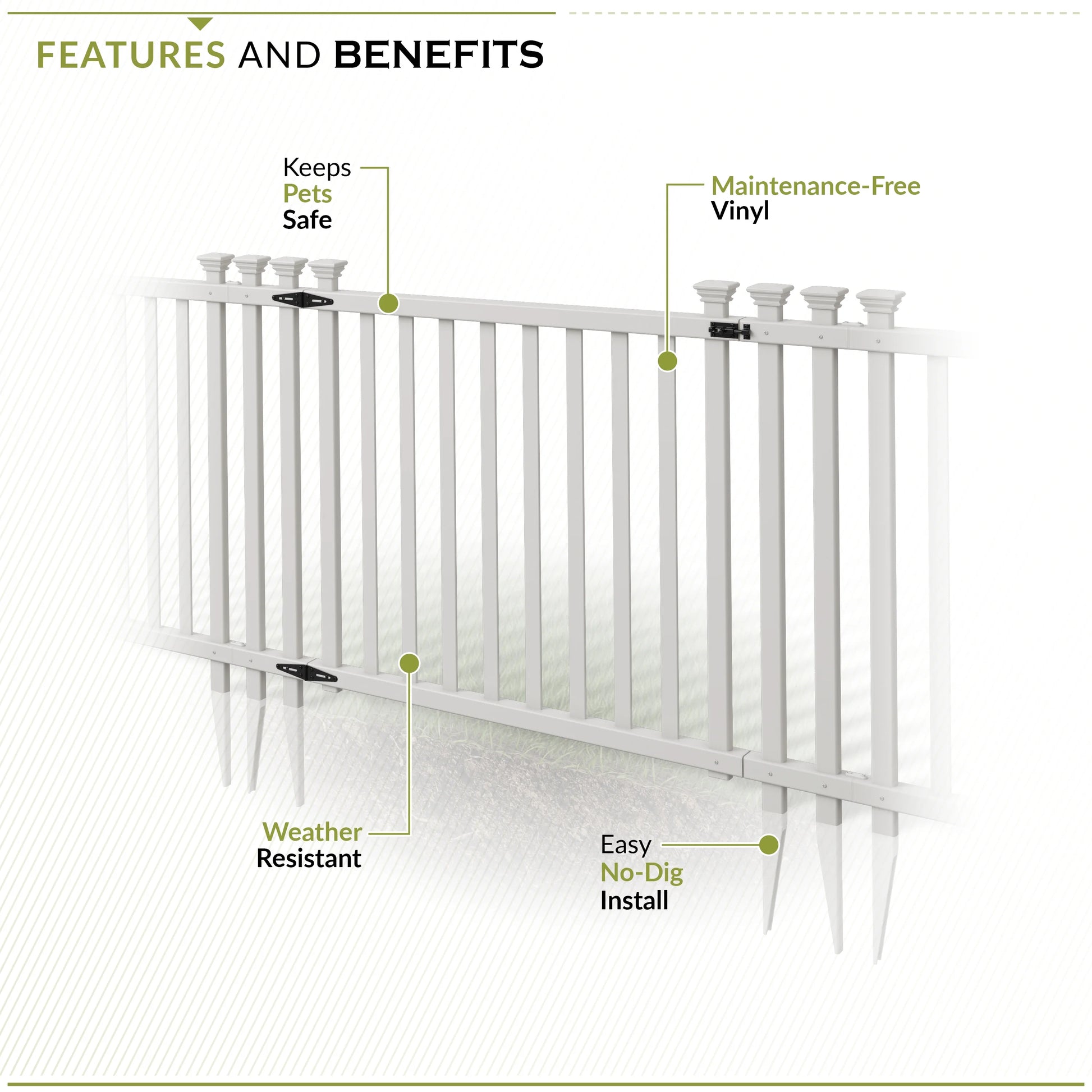 36in H x 51in W (1 Gate) No Dig Zippity Baskenridge Gate Kit, White Vinyl Picket Fence Gate Kit for Baskenridge Fence Panels, Gate for Backyard, Patio, Outdoor, & Garden Fence, ZP19038