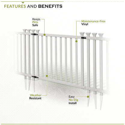 36in H x 51in W (1 Gate) No Dig Zippity Baskenridge Gate Kit, White Vinyl Picket Fence Gate Kit for Baskenridge Fence Panels, Gate for Backyard, Patio, Outdoor, & Garden Fence, ZP19038