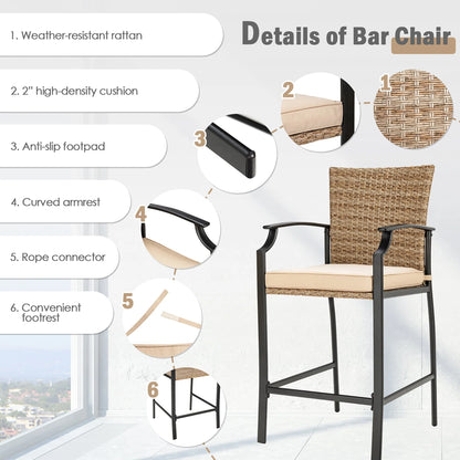 Costway 32'' Patio Square Bar Table Metal Cafe Bistro Table Garden Deck Black