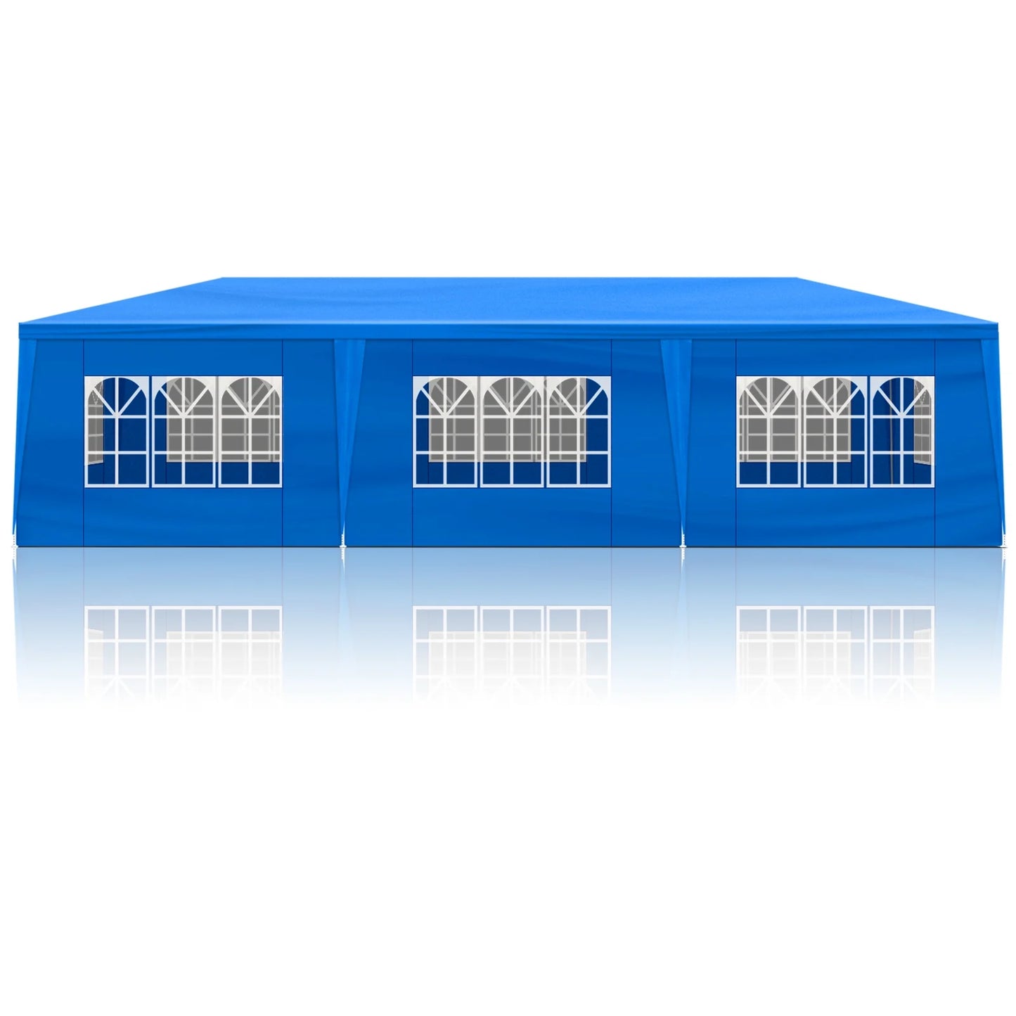 10'x30' Patio Wedding Gazebo, Outdoor Party Tent with 8 Removable Sidewalls, Waterproof Canopy Blue
