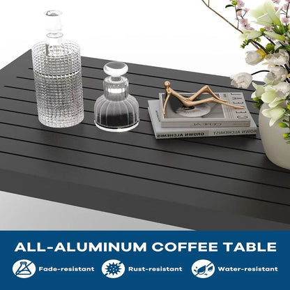 Ataucjin 5 Pieces Aluminum Patio Furniture Set, Outdoor Sectional Conversation Set Sectional Sofa with 4" Armrest & 5" Thick Cushions & Coffee Tableship in 4 boxes