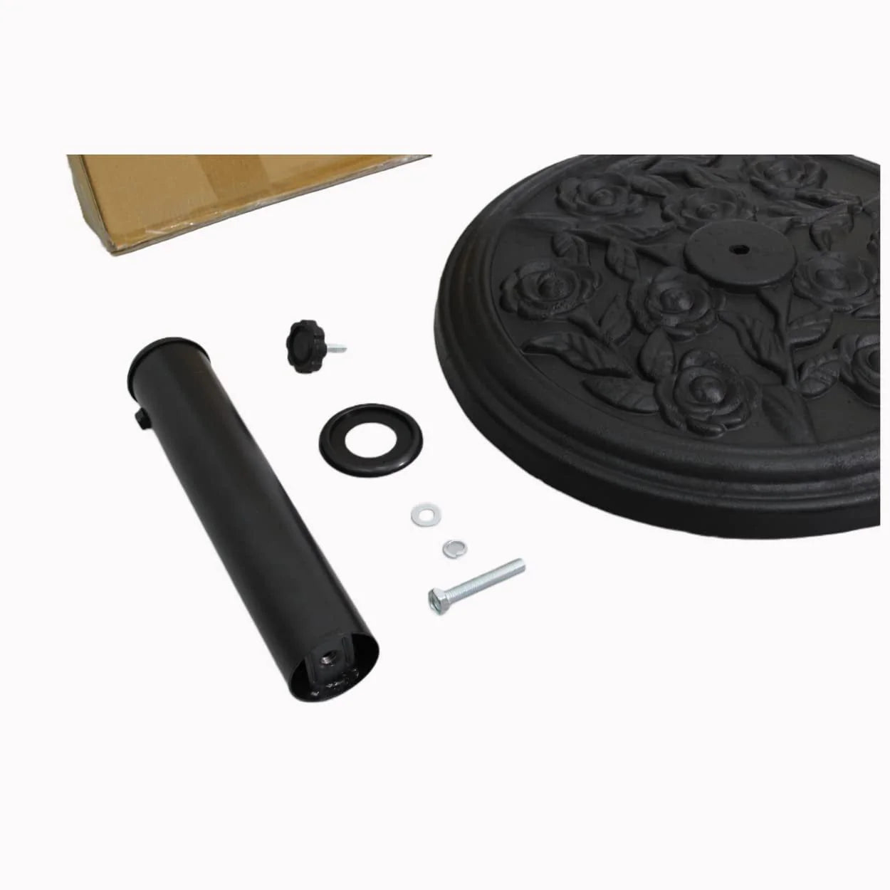S4O Heavy Duty Round Outdoor Patio Pool Umbrella Base Stand w/Black Rose Design