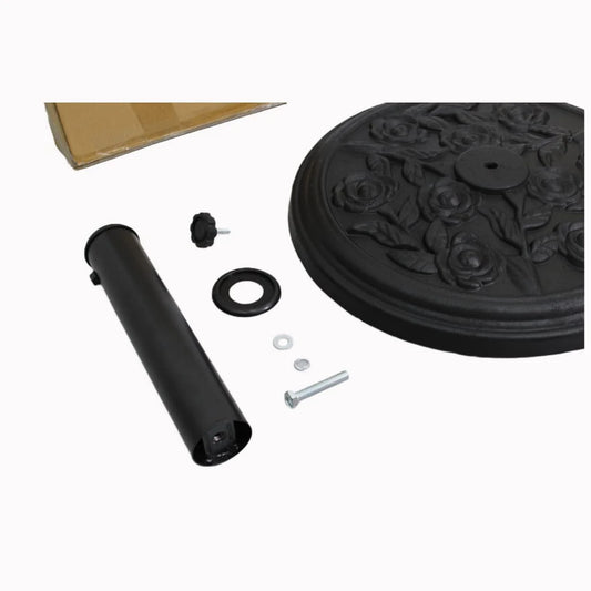 S4O Heavy Duty Round Outdoor Patio Pool Umbrella Base Stand w/Black Rose Design