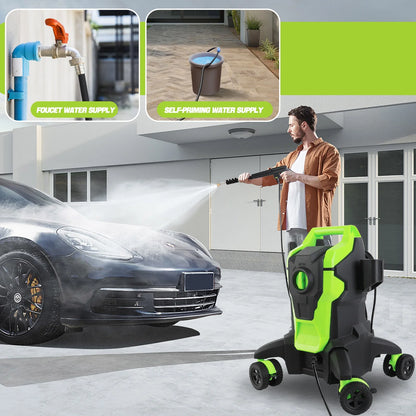 Electric Pressure Washer, 4000PSI Max. 2.8 GPM Power Washer w/32 ft Hose and 32 ft Power Cord, 4 Quick Connect Nozzles, 4 Wheels, Foam Cannon, Suitable For Clean Cars, Patios, Driveways