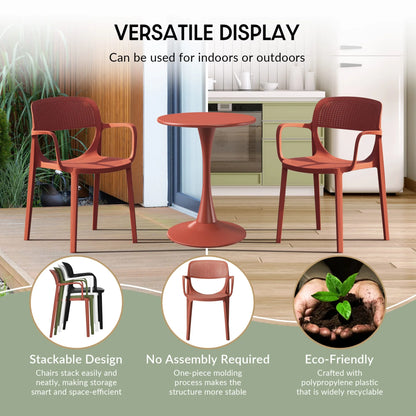 WestinTrends Playa 7-Piece Outdoor Rectangular Metal Patio Dining Table Set With Stackable Patio Dining Chairs, Red