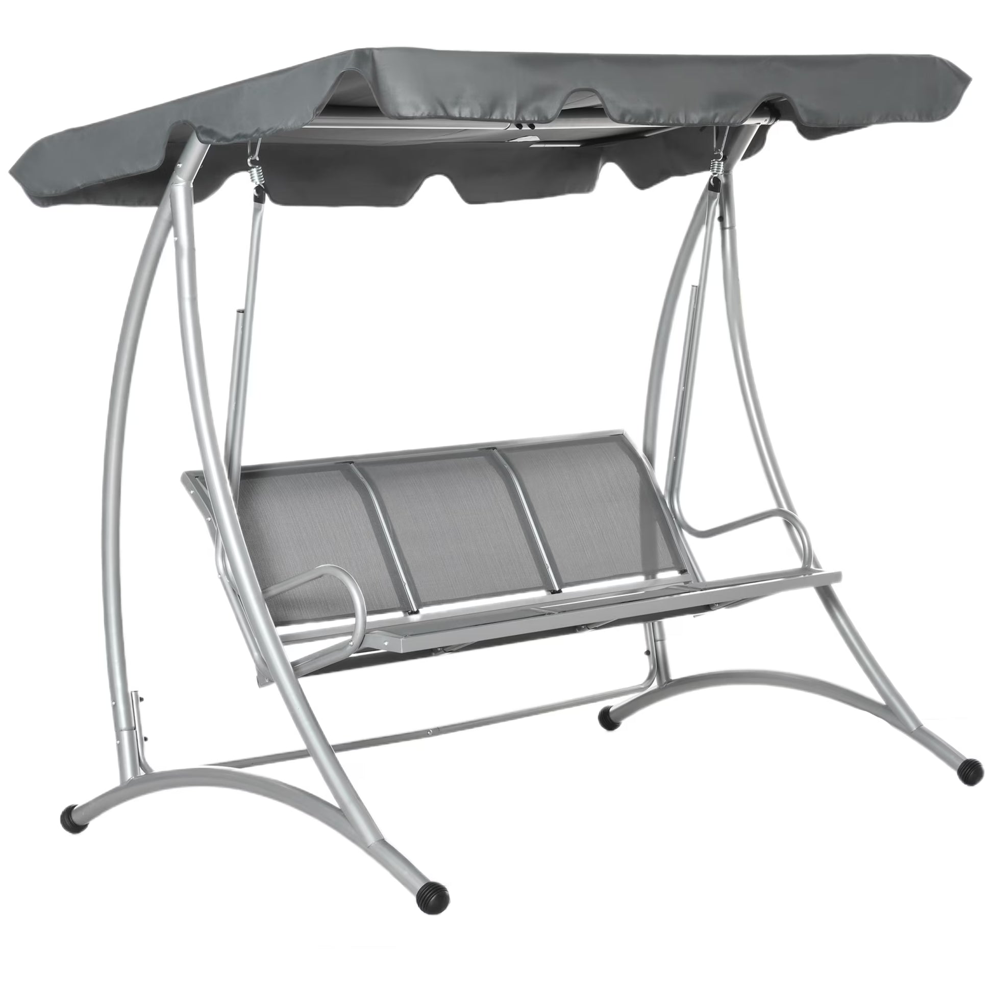 Outsunny 3 Person Patio Swing Seats, Porch Swing with Stand & Adjustable Canopy, Heavy Duty Outdoor Swing Chair Bench for Adults, Black