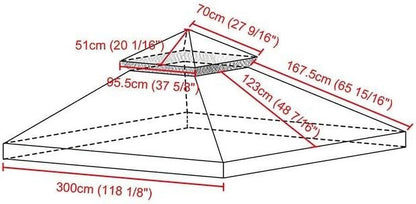 10x10Ft Canopy Top Replacement PU Water Resistance Arrow Gazebo Dual Tier Outdoor Patio Canopy Cover Party Backyard Garden Beige