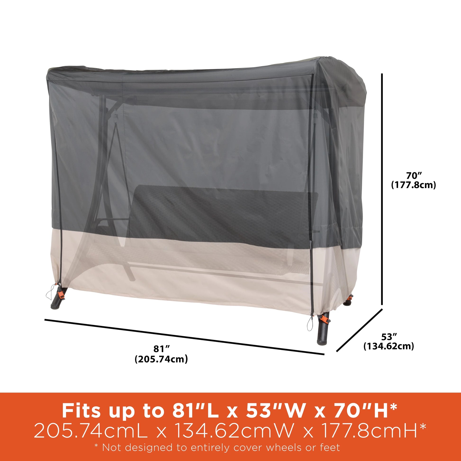 Modern Leisure Renaissance Patio Swing Cover, 81"L x 52"W x 70"H, Gray