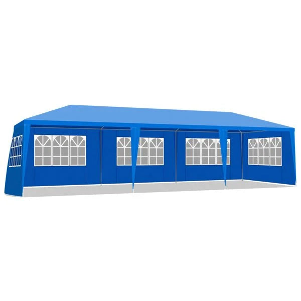 10'x30' Blue Outdoor Party Tent with 8 Removable Sidewalls - Waterproof Canopy Sturdy Frame Patio Wedding Gazebo for Outdoor Events Gatherings Backyard Celebrations