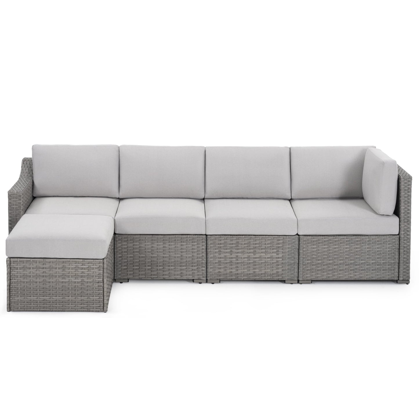 HAPPATIO 5-Piece Wicker Patio Conversation Set with Beige Cushions
