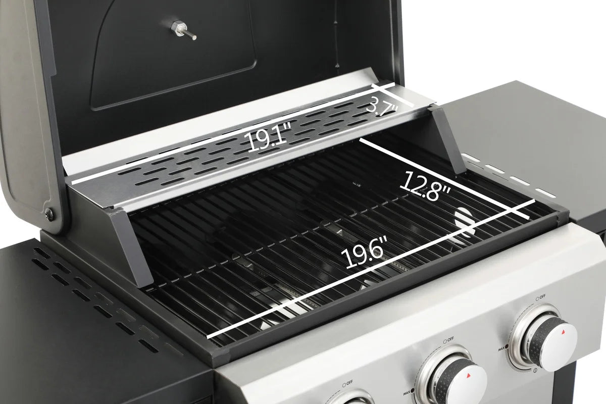 Gundir 3-Burner Propane Gas Grill, 25650 BTU Outdoor BBQ Grill with Foldable Side Table, Wheels, Stainless Steel Thermometer & Warming Rack for Backyard, Patio, Camping