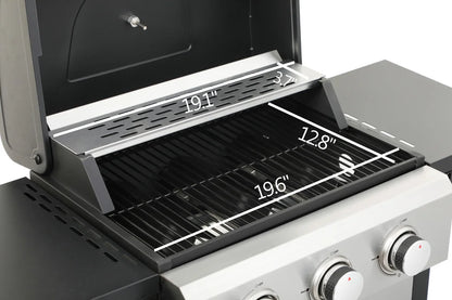 Gundir 3-Burner Propane Gas Grill, 25650 BTU Outdoor BBQ Grill with Foldable Side Table, Wheels, Stainless Steel Thermometer & Warming Rack for Backyard, Patio, Camping