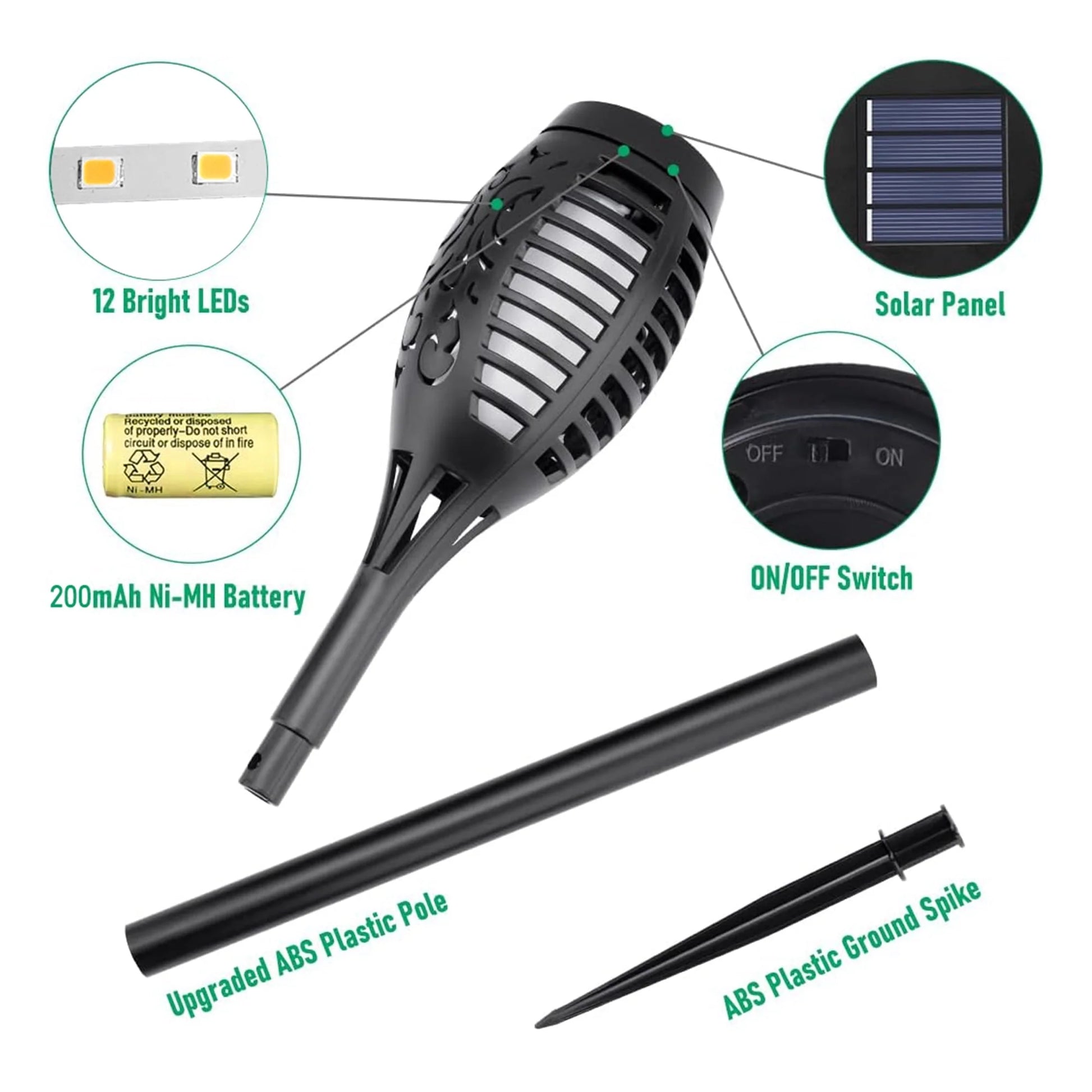 DAYBETTER 8Pack Solar Torch Lights, Flickering Flame Outdoor Lights with 96LED, Waterproof Solar Landscape and Walkway Lights Decoration for Garden Patio Yard