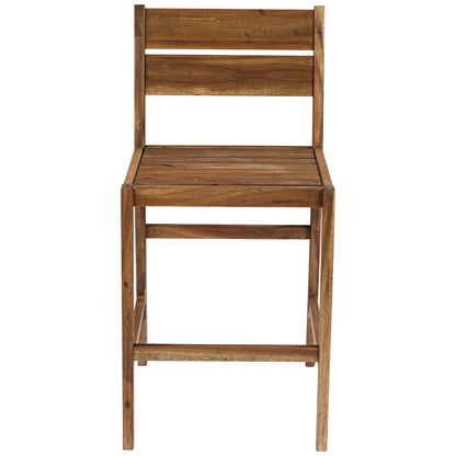Teal Island Designs Wood Outdoor Bar Stools 24" Set of 2 High Farmhouse Rustic with Ladder Backrest Footrest for Kitchen Counter Island Patio Garden