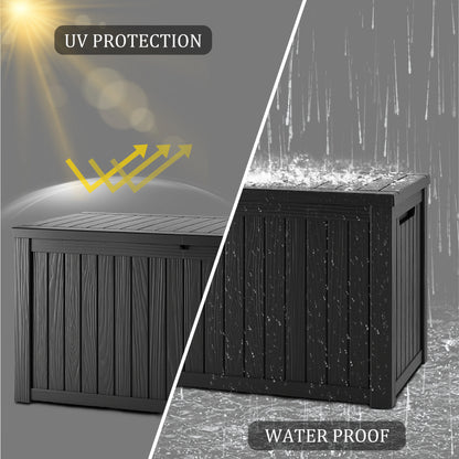 CIRUI 230 Gallon Double-Wall Resin Deck Box - Lockable Waterproof Outdoor Storage Box, 1000lbs Capacity & Doubles as Seating for Patio Furniture - Garden Tools, Pool Accessories (Black)