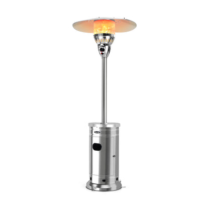 Costway 48,000 BTU Patio Propane Heater Stainless Steel W/Table & Wheels