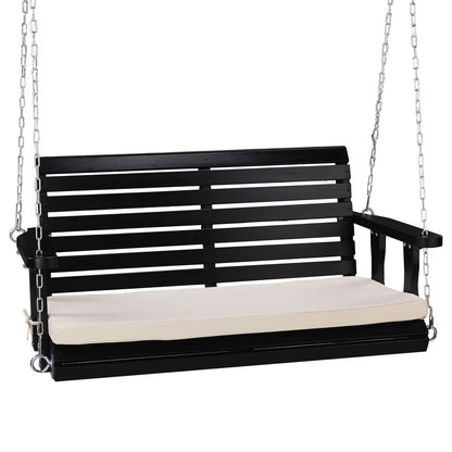 VINGLI Rustic Patio Swing, 5 FT, Adults, Wooden Frame, Porch Swing with Cushions, Chains, Rustic