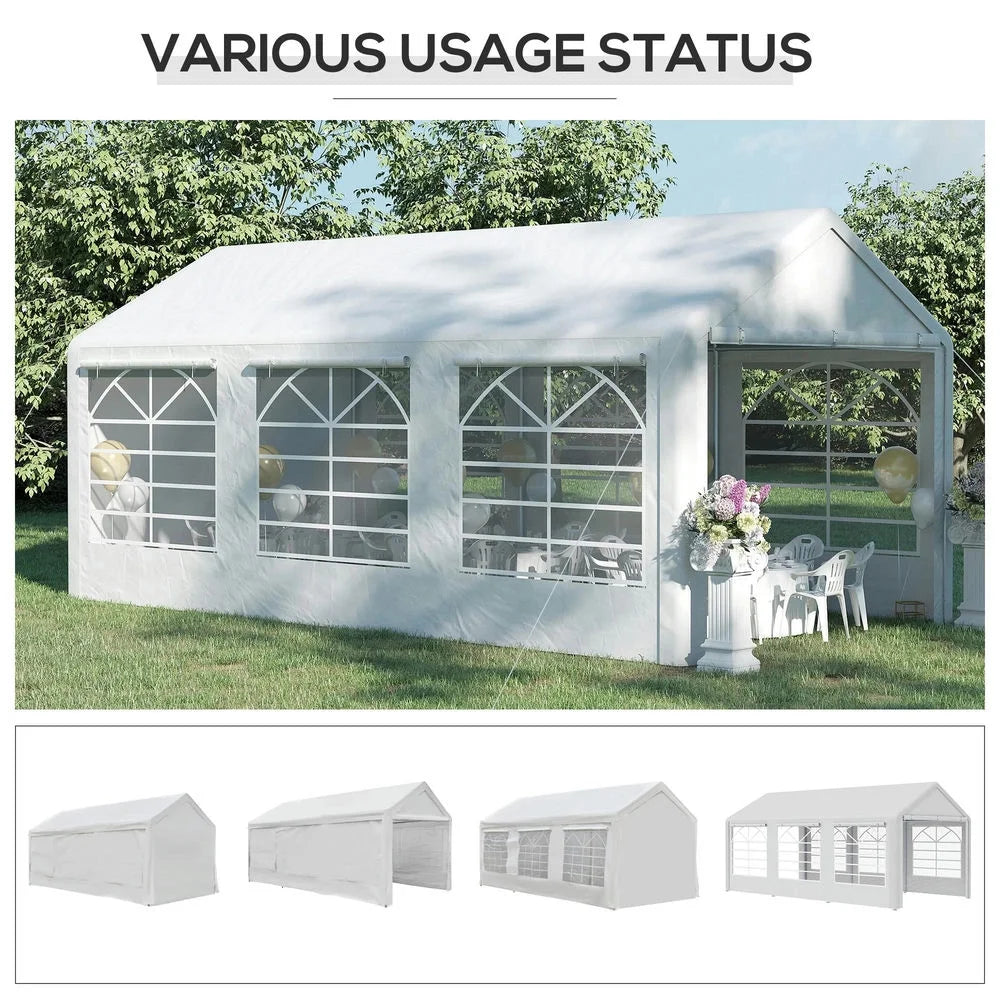 Topcobe 10' x 20' Heavy Duty Party Tent & Carport with Removable Sidewalls and Double Doors, Large Canopy Tent, Sun Shade Shelter, Outdoor Patio Canopy for Garden Backyard Parties, BBQ, White