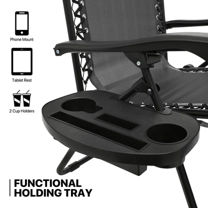MoNiBloom Zero Gravity Chairs Set of 2, Folding Outdoor Patio Beach Recliner with Canopy Shade & Headrest, Black