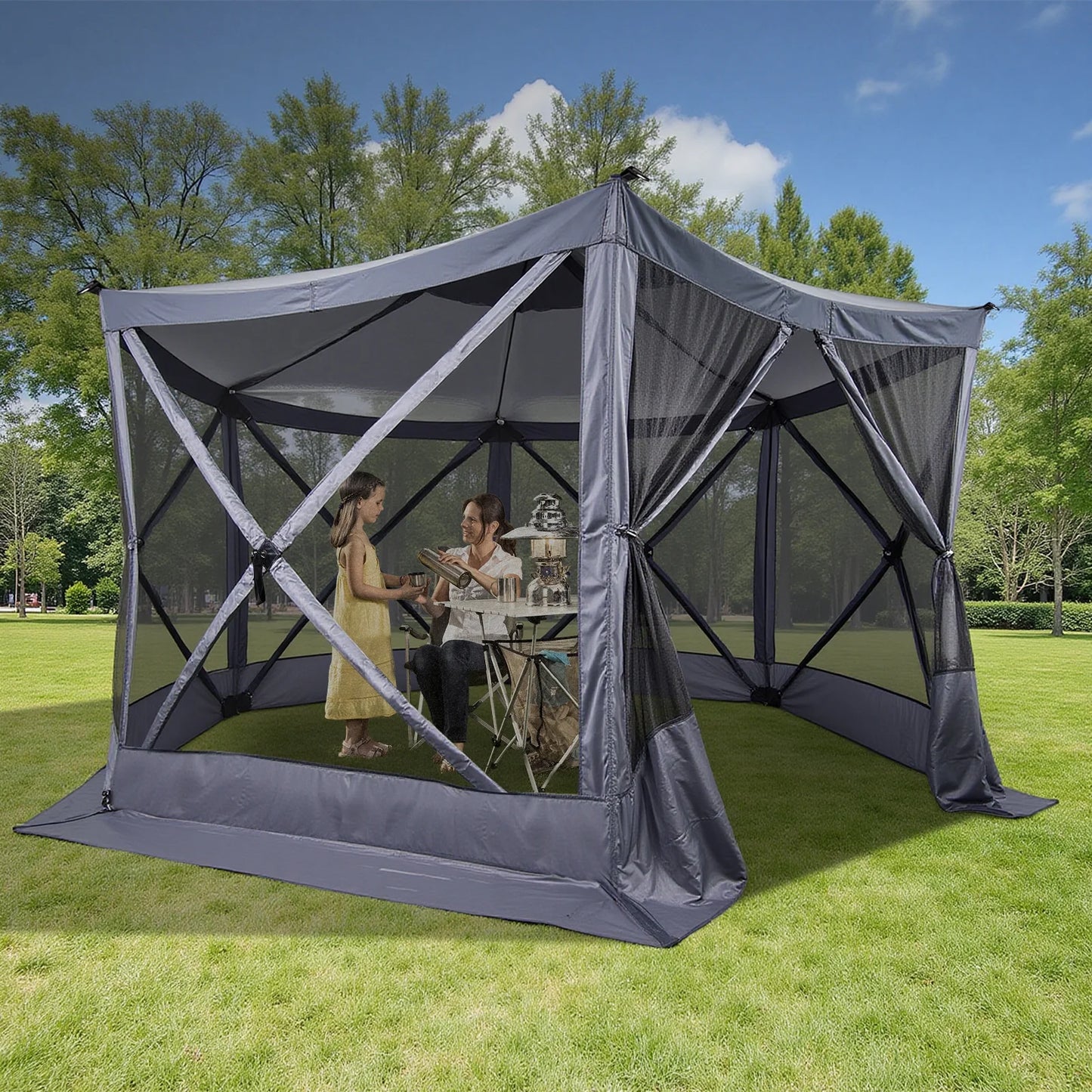 UBesGoo 12 x 12 Ez Pop Up Gazebo Canopy Tent with Mosquito Netting for Patio, Camping and Picnic Includes Carry Bag