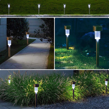 TOANEL 24PCS Solar Lights Outdoor Solar Garden Lights Pathway Lights Waterproof LED Lawn Lamp Solar Seal Stainless Steel Sidwalk Lights for Outside walkway Patio Yard Garden Decor (White Light)