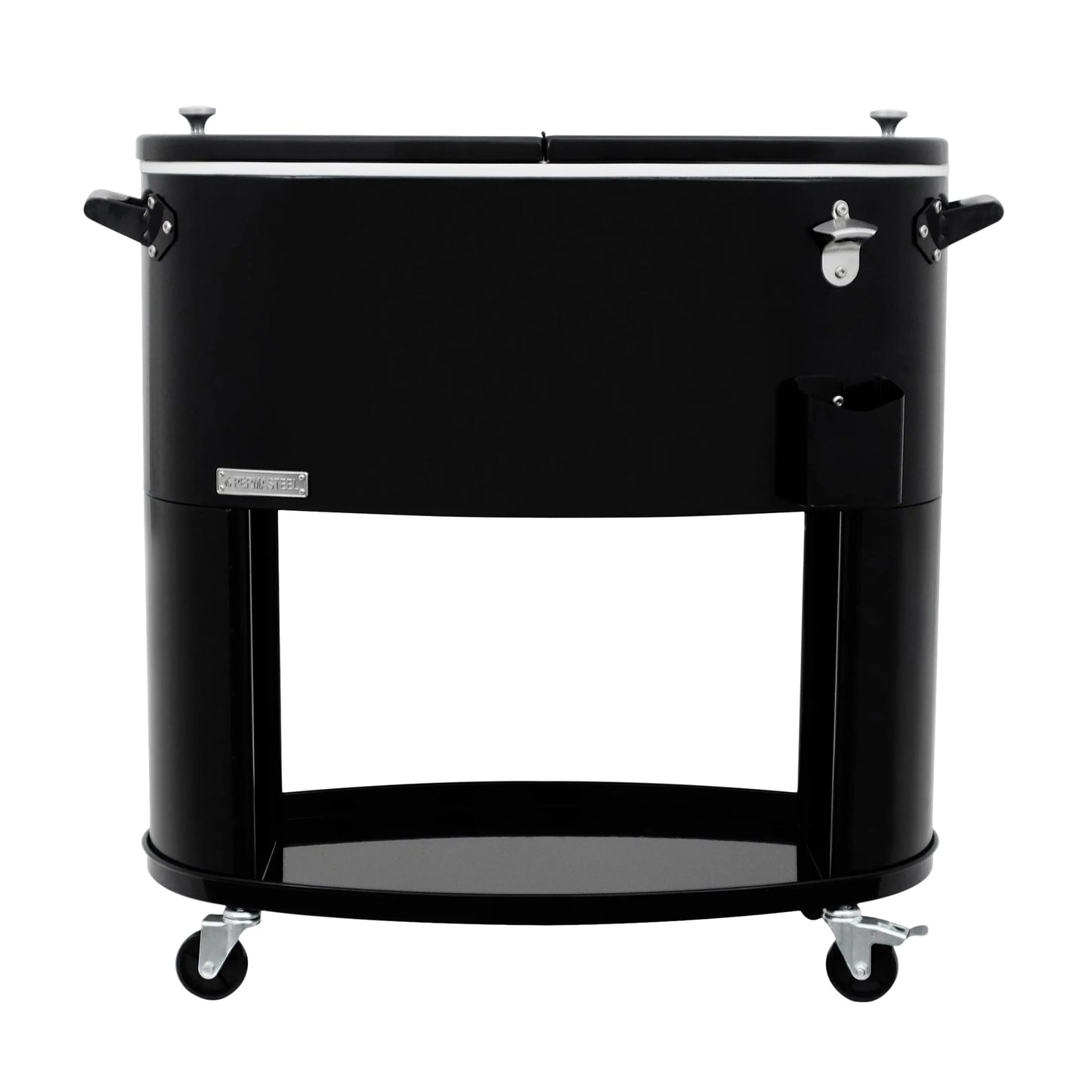 Permasteel PS-207-BK 80 Quart Portable Rolling Oval Patio Cooler, Black