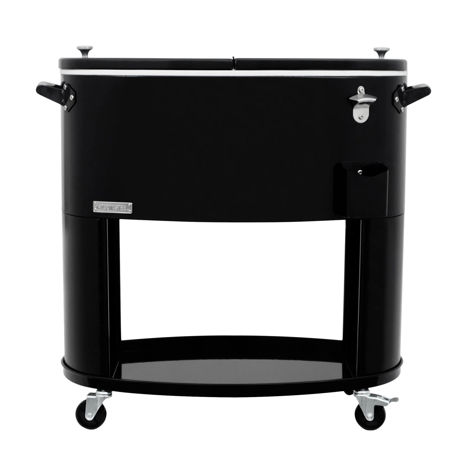 Permasteel PS-207-BK 80 Quart Portable Rolling Oval Patio Cooler, Black