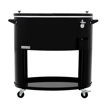 Permasteel PS-207-BK 80 Quart Portable Rolling Oval Patio Cooler, Black