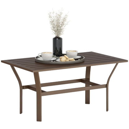 Outsunny Outdoor Coffee Table, All-Weather Rectangle Patio Coffee Table with Slatted Tabletop for Outside, Patio, Brown