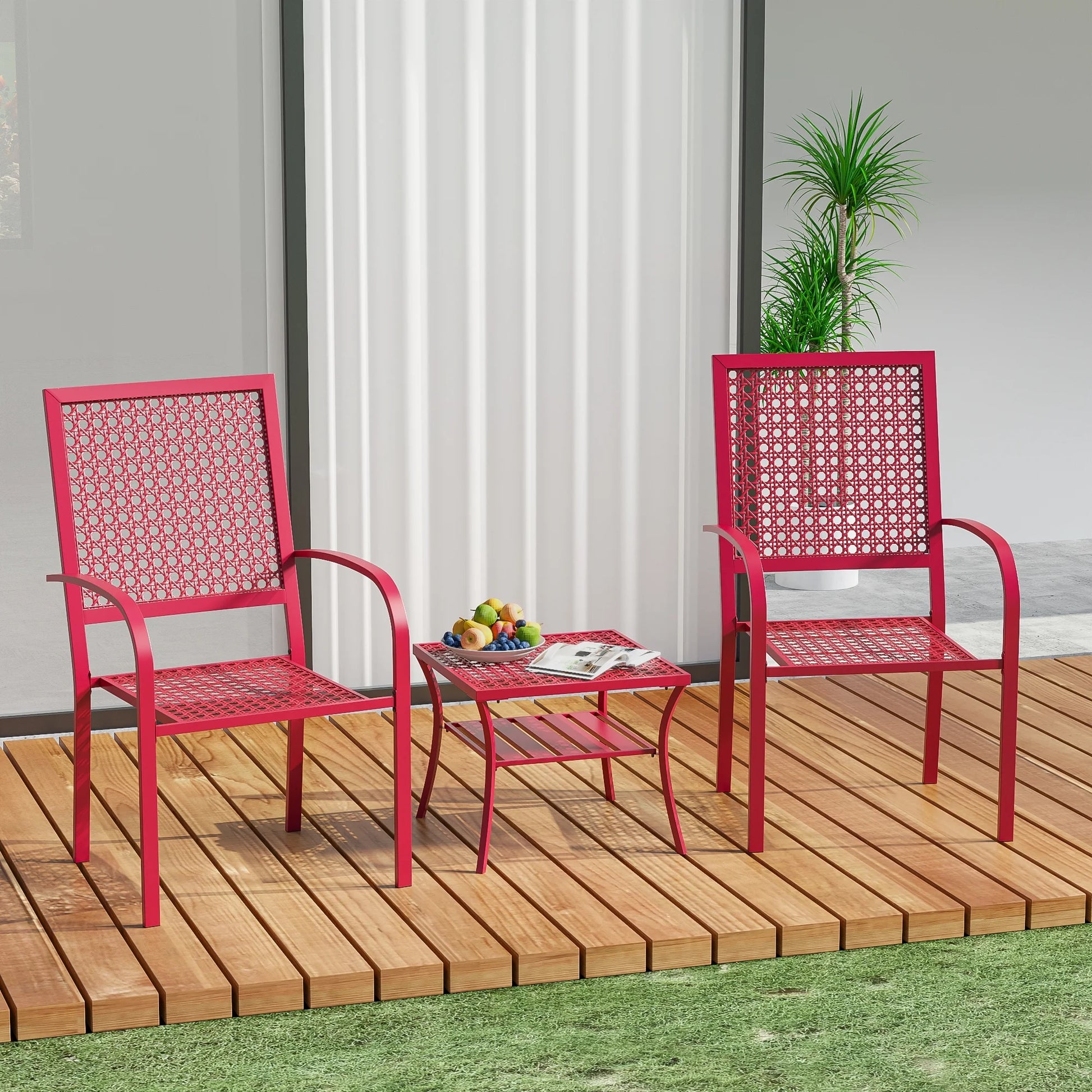 Patio Bistro Set, Bistro Table and Chairs Set of 2, Outdoor Bistro Set for 2