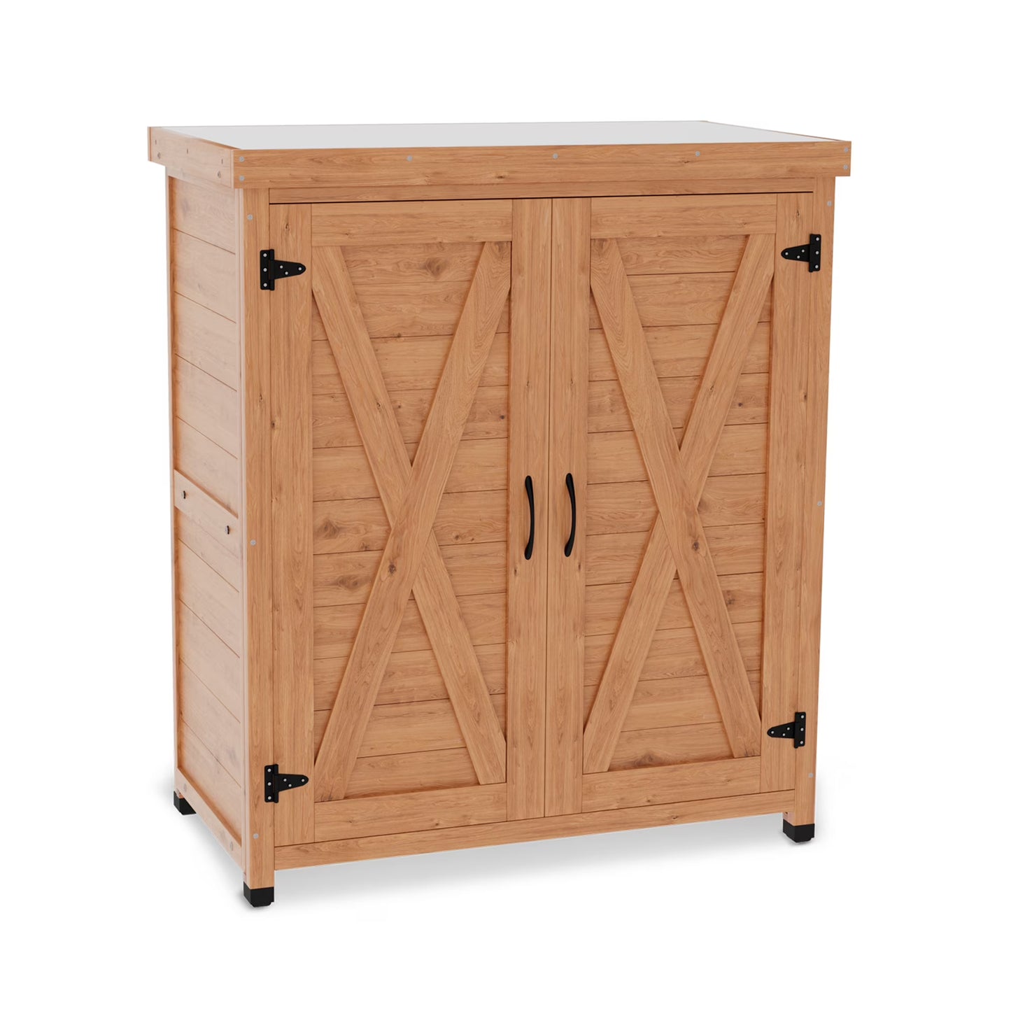 Potting Bench with Storage Cabinet and Metal Table Top for Outdoor Patio,Outdoor Work Station TableGray
