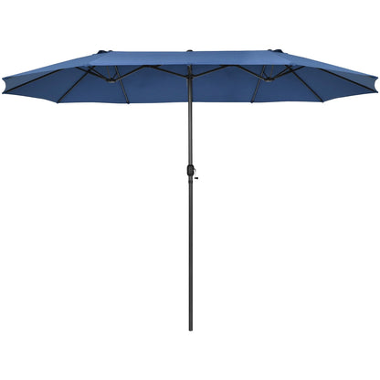 Patiojoy 15FT Double-Sided Twin Patio Umbrella Extra-Large Market Umbrella for Outdoor Navy