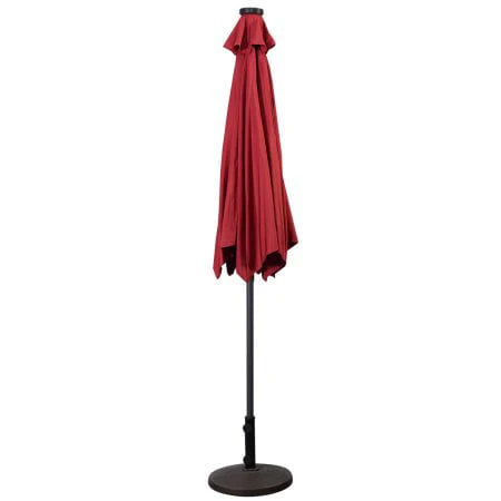 Costway 9ft Patio Solar Umbrella LED Patio Market Steel Tilt w/Crank Outdoor (Burgundy)