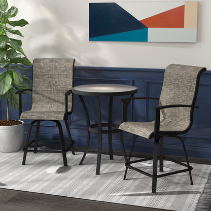 Grand Patio 3 Piece Modern Indoor& Outdoor Counter Height Patio Bar Set for Bistro, Steel Frame, 2 Chairs and 1 Sidetable,Coffee Table, Garden, Porch, Backyard