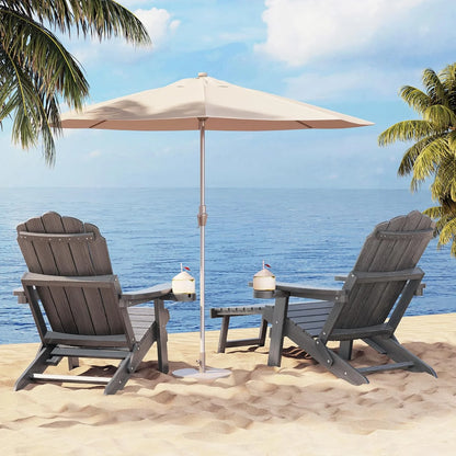 Aiho Foldable Adirondack Lounge Chair with Ottoman & Cup Holder - Outdoor Patio Garden Recliner, Gray