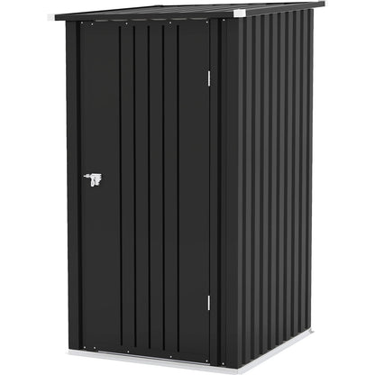 Patiowell 3?3FT Metal Outdoor Storage Shed with Sloping Roof and Single Lockable Door, Black