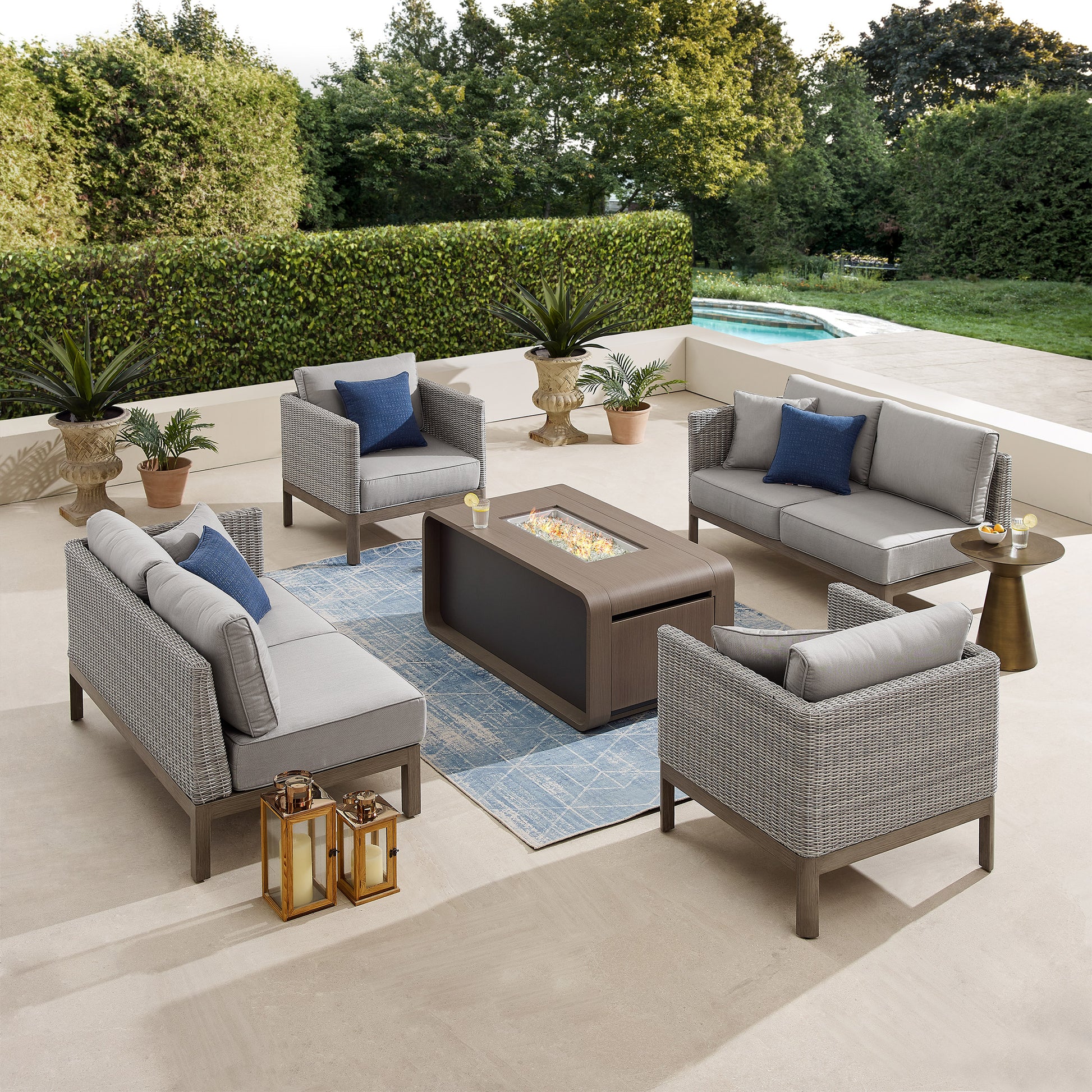 Sirio Palermo 5-piece Fire Outdoor Patio Seating Set