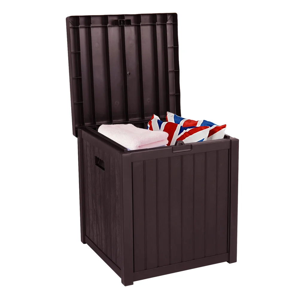 Patio Storage Box Waterproof, enyopro Outdoor PP Storage Patio Furniture Container, 51 Gallon Garden Storage Box with Seat for Backyard Pool Deck, 22" x 22" x 24.5", Brown, JA3239