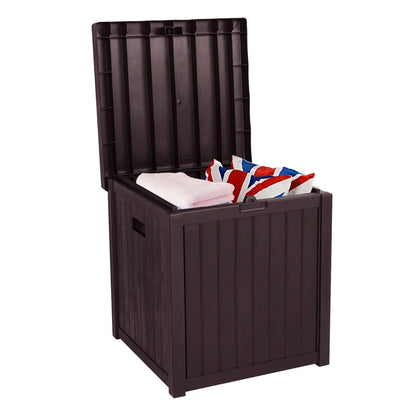 Patio Storage Box Waterproof, enyopro Outdoor PP Storage Patio Furniture Container, 51 Gallon Garden Storage Box with Seat for Backyard Pool Deck, 22" x 22" x 24.5", Brown, JA3239