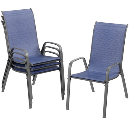 LAZY BUDDY Patio Chairs Set of 4, Stackable Outdoor Dining Chairs, Heavy Duty Breathable Chairs for Backyard, Garden, Lawn 330lbs