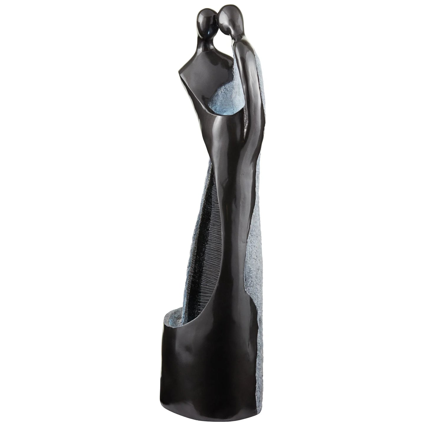 Modern Couple 47" High Large Indoor Outdoor Decor Black Resin Floor Fountain with Light LED Outside Garden Patio